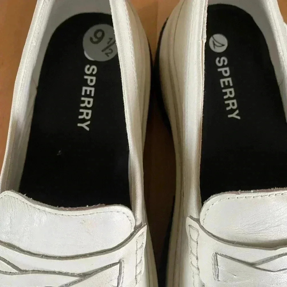 New Sperry Highland White Leather Upper Penny Loafer Platform Academia Preppy9.5 - Picture 13 of 15